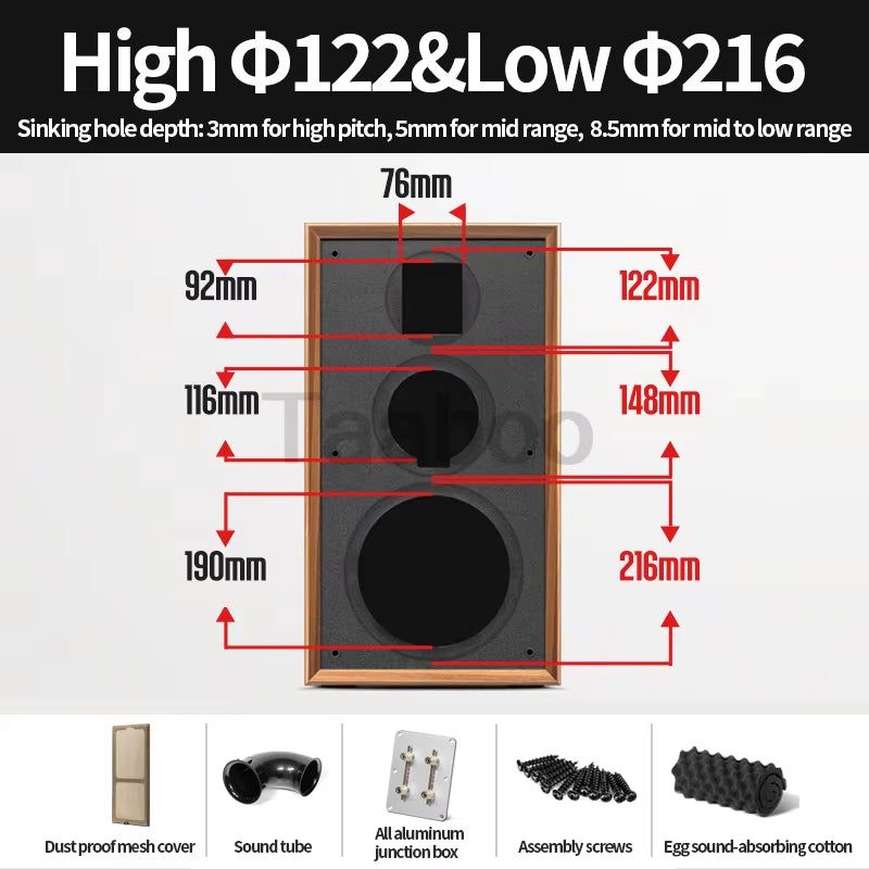 8-Inch Handmade Wooden Bookshelf Speaker Box for DIY Audio – High-Quality Passive Speaker Enclosure